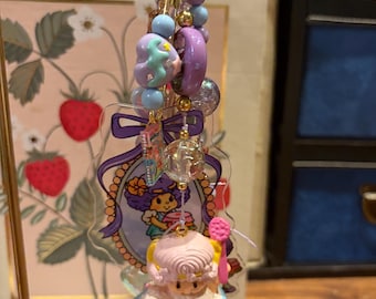 Beaded bag or journal charm with vintage Angel Cake friend
