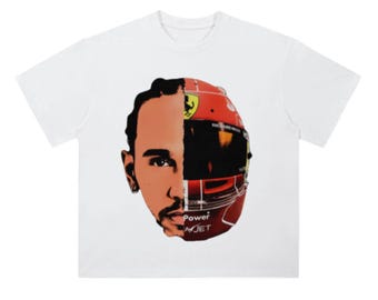 Lewis Hamilton " Helmet" Heavyweight Drop Shoulder Cotton Racing T-Shirt
