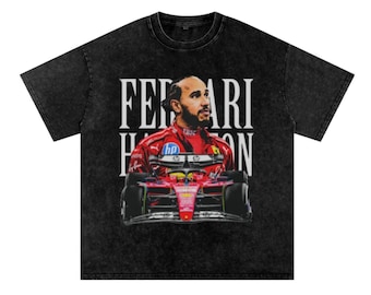 Lewis Hamilton Washed Oversized Cotton Ferrari Racing T-Shirt