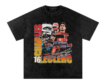 Charles Leclerc Washed Oversize T-Shirt Graphic Tee Racing