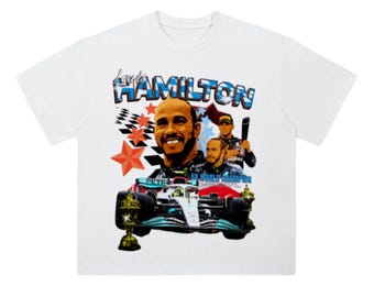 Lewis Hamilton Heavyweight Drop Shoulder Cotton T-Shirt | Graphic Tee | Racing Tee |