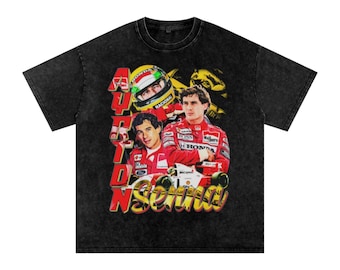Ayrton Senna Garment Dye Washed Oversized Cotton T-Shirt | Graphic Tee | Formula 1 |
