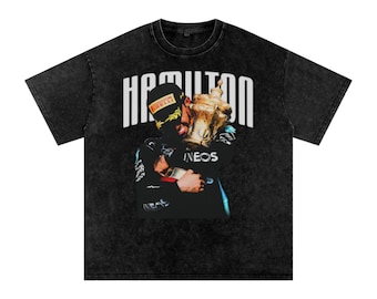 Lewis Hamilton Graphic Tee Garment Dye Oversized Washed T Shirt