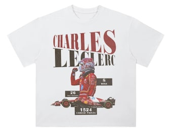 Charles Leclerc "Stats" Heavyweight Drop Shoulder Cotton Racing T-Shirt