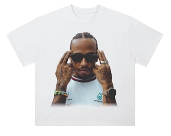 Lewis Hamilton Graphic Tee | Heavyweight Drop Shoulder Cotton T-Shirt | Racing |