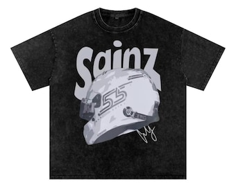 Carlos Sainz Heavyweight White Graphic T-Shirt | Formula 1 | Racing F1 |