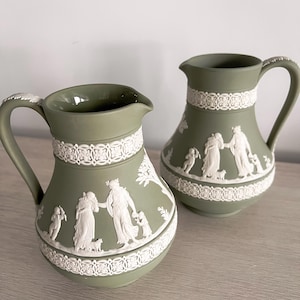 Vintage Wedgwood Jasperware Pitcher Sage Green