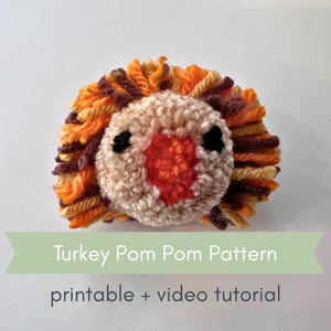 Turkey Pom Pom Craft Pattern – Fall Thanksgiving Yarn Art (Printable Tutorial)