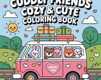 Adorable Animals Coloring Book: Cuddly Friends for Adults & Teens (Digital Download)