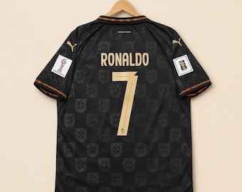 Nueva camiseta de fútbol negra de Cristiano Ronaldo 7 Portugal CR7 para aficionados