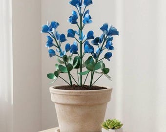 Metal Texas Bluebonnet Flowers | Garden Patio Decor | Southwestern Yard Art Sculpture | Outdoor Statue