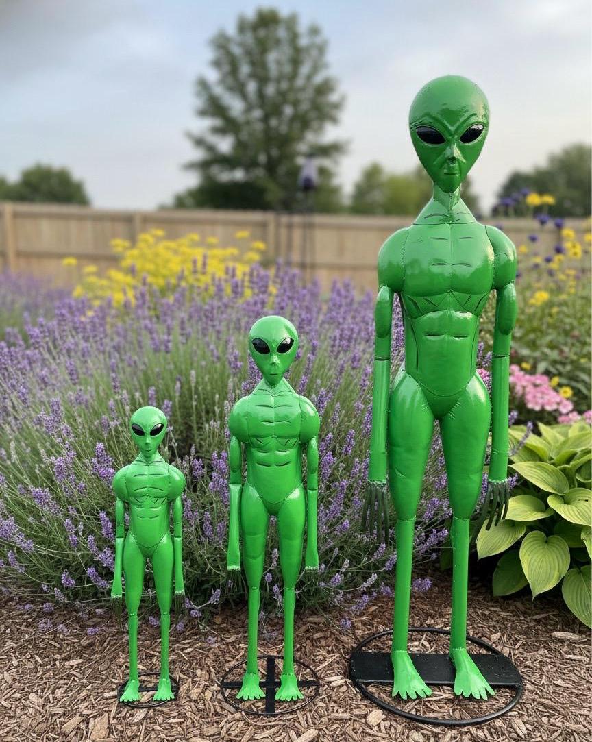Metal UFO Green Alien | Garden Patio Decor | Southwestern Yard Art ...
