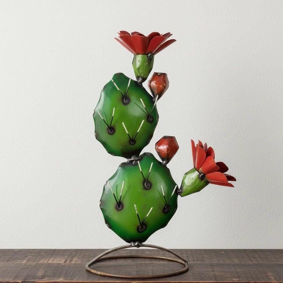 Metal Two Tone Prickly Pear Cactus | Garden Patio Decor | Southwestern ...