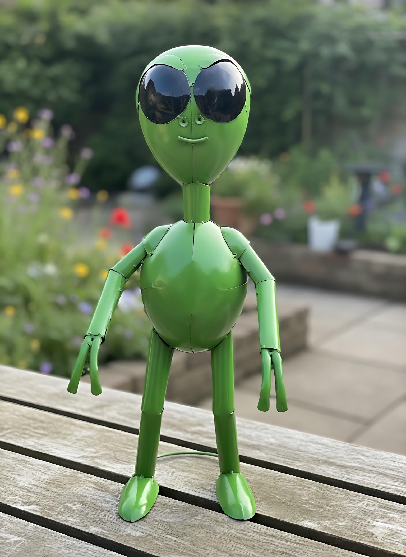 Metal Green Alien UFO Extraterrestrial | Garden Patio Decor ...