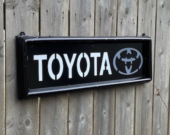 Metal Toyota Truck Tailgate | ManCave Garage Dad Gift Decor | Rustic Hanging Sign Wall Art Sculpture | Outdoor Bar Statue
