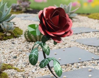 Anillo de metal con forma de rosa, decoración para jardín y patio, escultura artística estilo suroeste, estatua para exteriores.