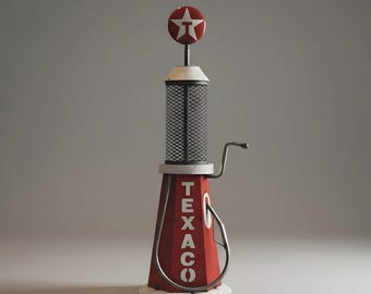 Surtidor de gasolina Texaco de metal antiguo / Decoración rústica para patio o espacio masculino / Escultura para garaje o jardín / Estatua para exteriores, ideal como regalo para papá