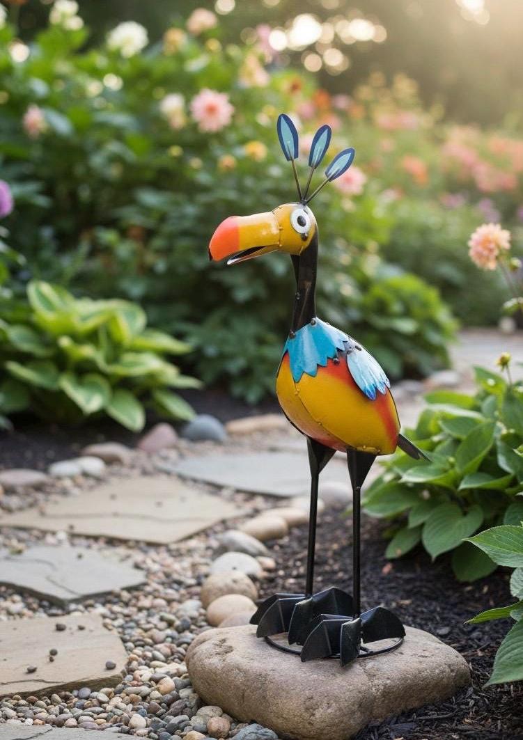 Metal Kevin up Bird | Garden Patio Decor | Southwestern Yard Art