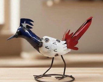 Metal Texan USA Roadrunner | Garden Patio Decor | Southwestern Yard Art Sculpture | Handmade Outdoor Statue