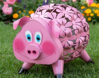 Handmade Glossy Metal Razorback Hog Javalin Pig | Farmhouse Yard