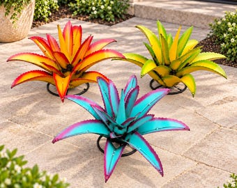 Metal 3D Agave Cactus | Garden Patio Decor | Southwestern Yard Art Sculpture | Outdoor Statue