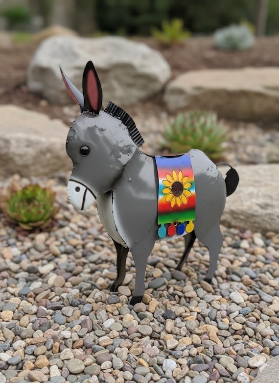 Metal Mexican Robe Donkey | Garden Patio Decor | Southwestern Yard