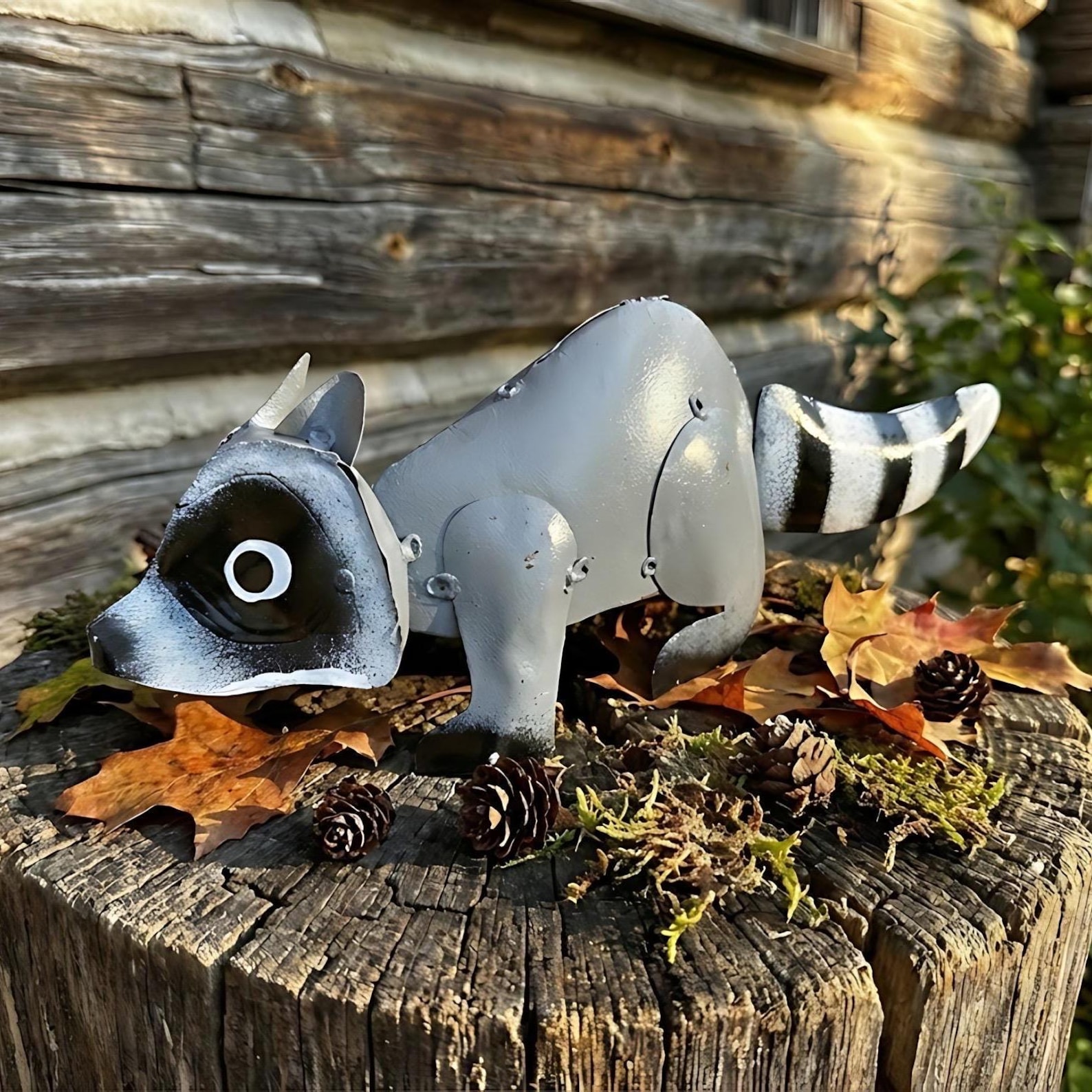 Metal Grey Raccoon | Garden Patio Decor | Southwestern Yard Art ...