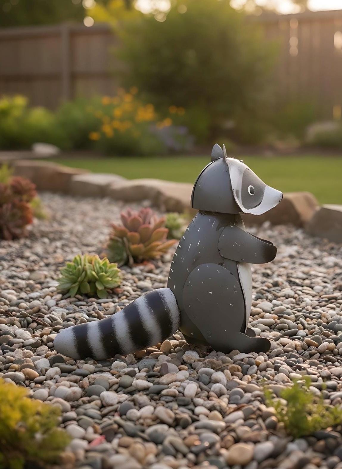Metal Grey Raccoon | Garden Patio Decor | Southwestern Yard Art ...