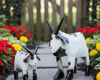 Metal Rustic Goat | Garden Patio Decor | Southwestern Yard Art Sculpture | Handmade Outdoor Statue