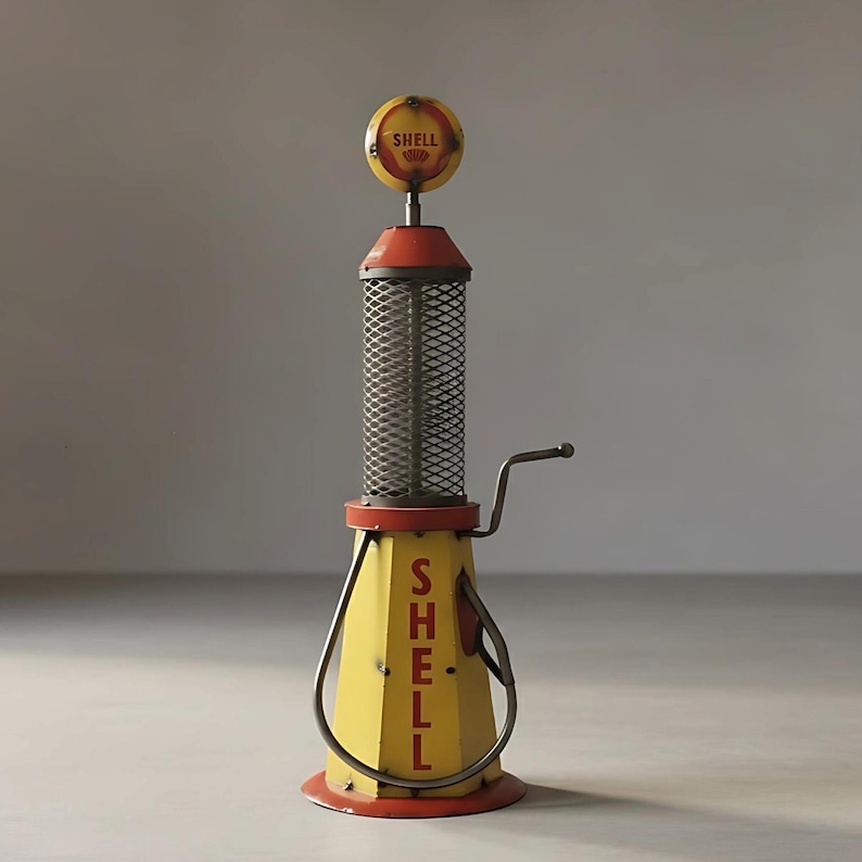 Antique Metal Shell Gas Pump | Rustic Mancave Patio Decor | Garage Yard ...