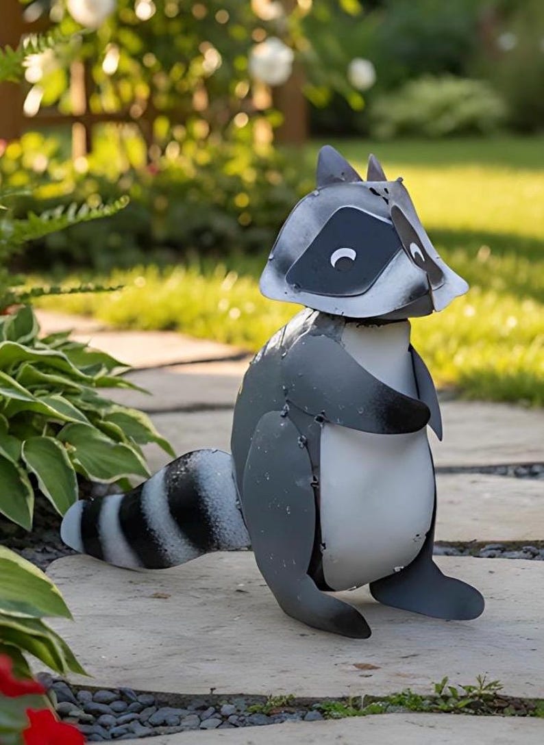 Metal Grey Raccoon | Garden Patio Decor | Southwestern Yard Art ...