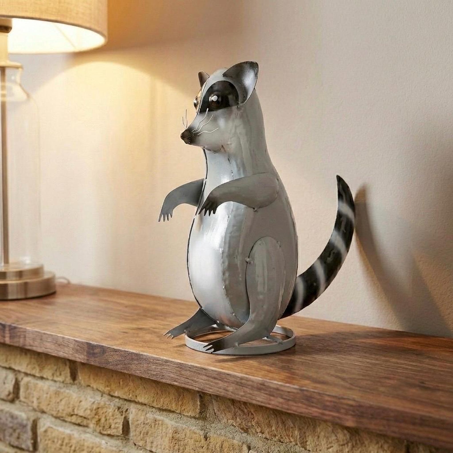 Metal Racoon Panel Metal Large Grey Raccoon | Garden Patio Decor | Southwestern Yard Art ...