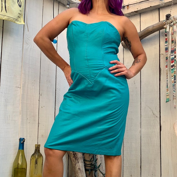 Green leather Dress