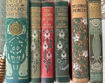 Antique Art Nouveau Book | Floral Cloth Binding, Edwardian Era