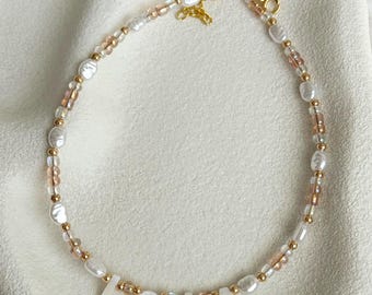 Personalised Toddler Necklace, Mother-of-Pearl Letter Beads, Girls Custom Name Necklace