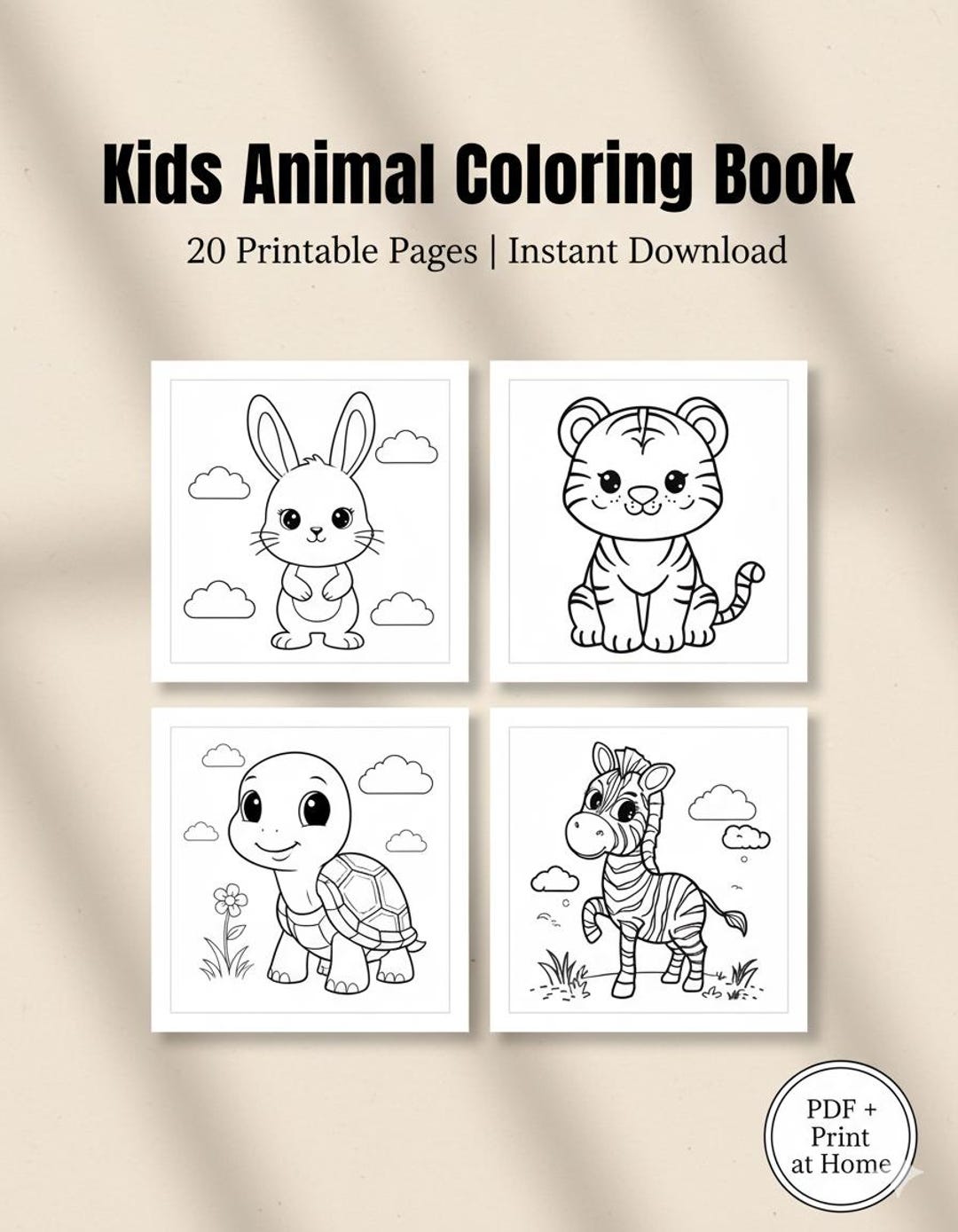 Kids Animal Coloring Book | Kawaii Cute Coloring Pages for Toddlers ...