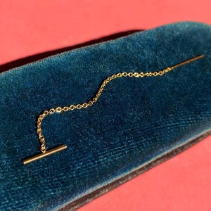14K vergulde staafoorbel - Minimalistische gouden oorbellen - Dubbele kettingoorbel - Stapelbare gouden oorbellen