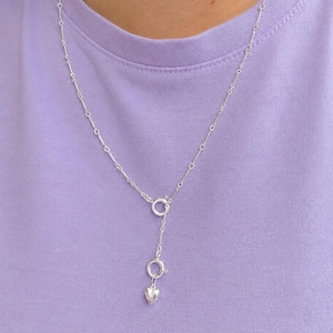 Collana a lariat regolabile in argento sterling con doppia chiusura - Collana per ciondoli - Collana con chiusura a barretta in argento 925 - Collana porta ciondoli
