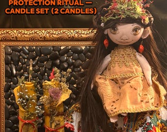 Ritual de limpieza y protección del hogar. Juego de 2 velas mágicas.
