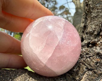 Rose Quartz Sphere | Polished Pink Crystal Ball, Heart Chakra Healing