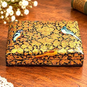 カシミール ペーパーマシュ BOX Kashmir Paper Mache Trinket Box - Etsy