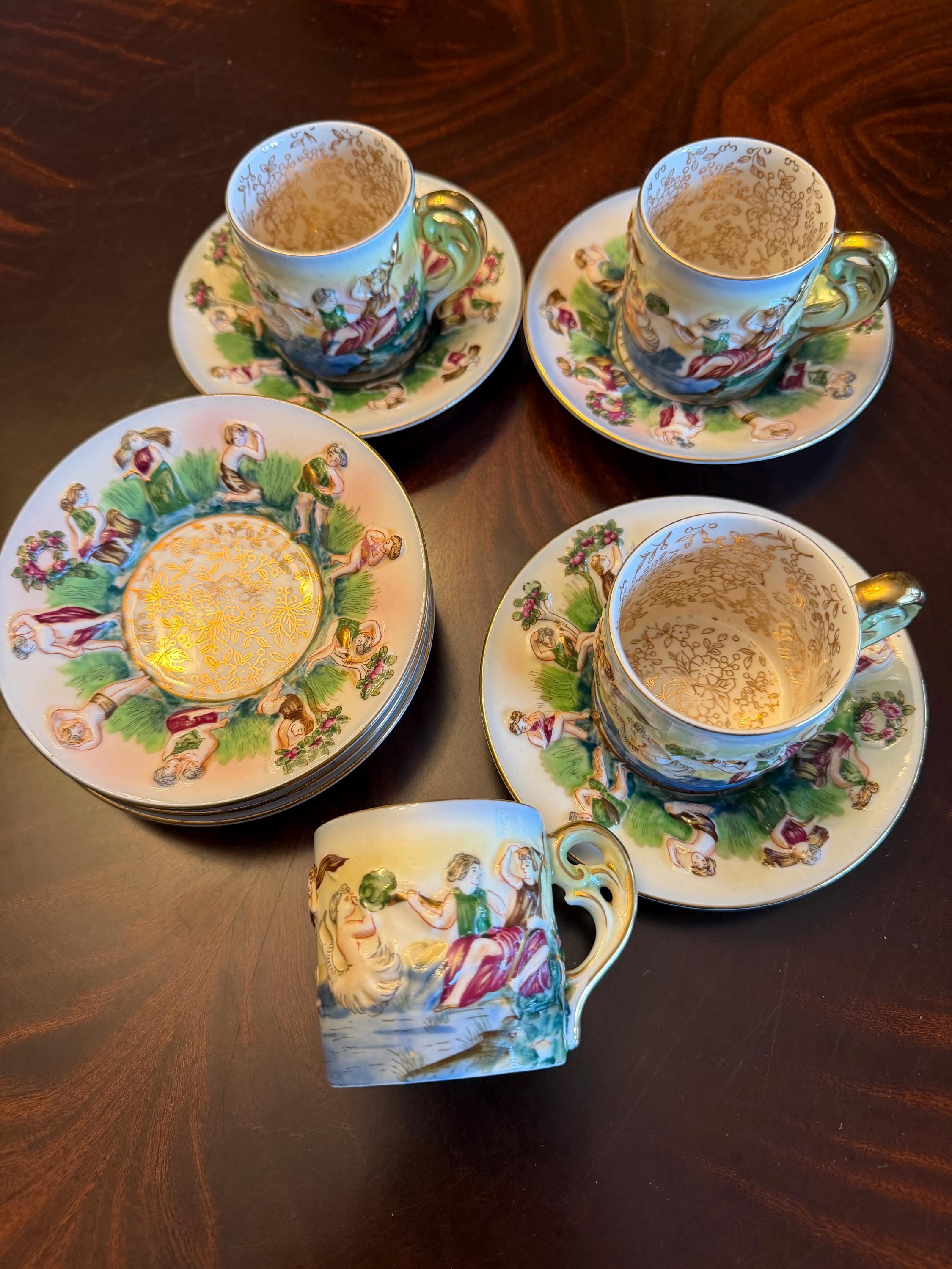 Occupied Japan Blue Cup and Saucer - Etsy