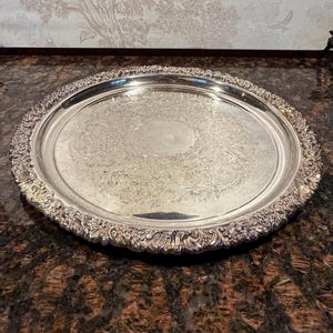 Plateau De Service Métal Argenté – Hecworth Sheffield, Style Vintage