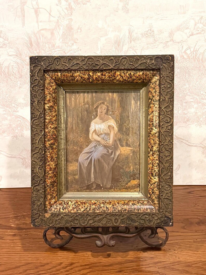 Antique Victorian Pastoral Print, Ornate Gesso Frame, Romantic Wall Art ...