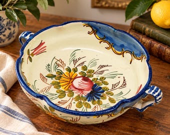 Vintage Italian Majolica Bowl – Hand Painted Floral Pottery, Vanro Como
