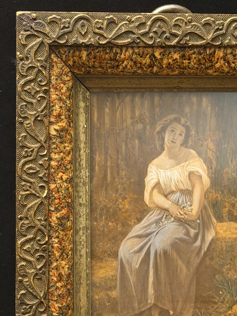 Antique Victorian Pastoral Print, Ornate Gesso Frame, Romantic Wall Art ...