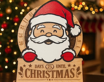 Zerodeko Lot De 2 Calendriers De L'Avent En Bois - Motif Père Noël