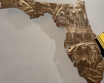 Decoración de pared recortada de Florida grabada con láser