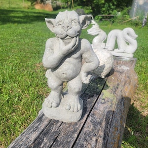 Concrete Contemplative Standing Gargoyle 14.5&quot; Tall
