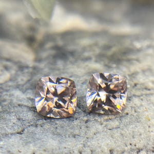 Natural Australian Rose Champagne Zircon | 1.78 TCW Square Cushion Matched Pair | Harts Range NT | Precision Cut Loose Gemstone